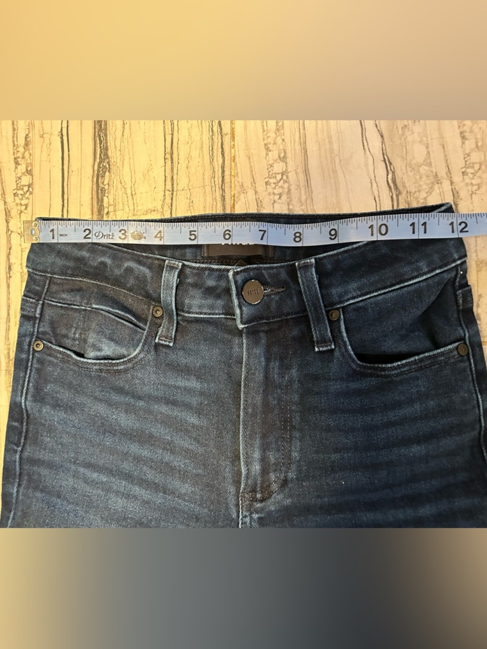PAIGE Genevieve Dark Blue Flare Stretch Jeans 30” Inseam in Color Novela - Picture 7 of 16